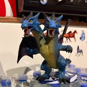Two-Headed Blue Dragon Figure